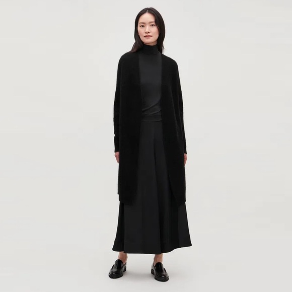 COS - Oversized Longline Wool-Blend Cardigan - Black - Picture 1 of 10